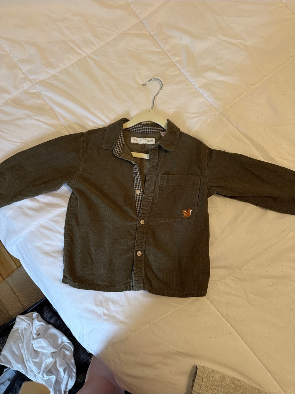 Zara Brown Button-Down Shirt with Fox Patch